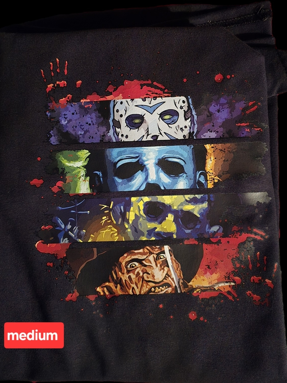 Horror Icons Multicolor Graphic Art Tee